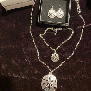 Avon silver tone Silver Dollar earrings/necklace/bracelet set